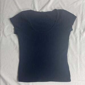 Brandy Melville Scoopneck Tee with scalloped neckline and sleeves